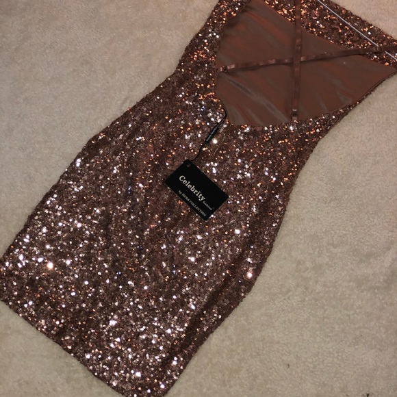 Gorgeous rose gold sparkly cocktail dress - Picture 5 of 8